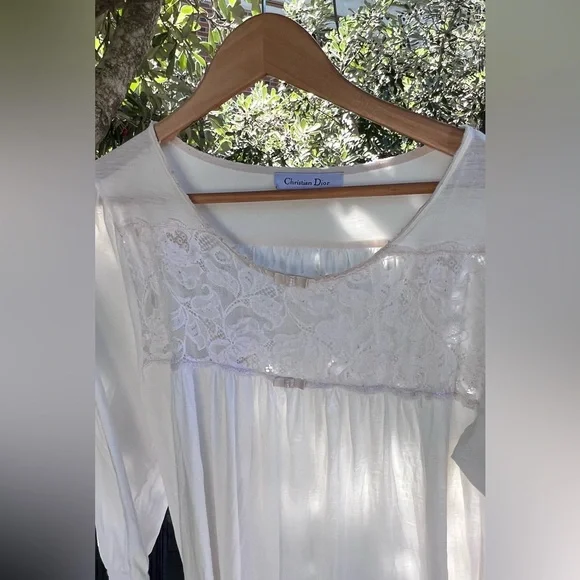 Christian Dior White Lace Detail Long Dress - Picture 4 of 5